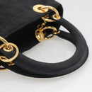 Christian Dior Canage Hand Bag Nylon Navy Gold Auth bs25043-7