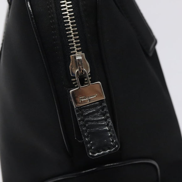 Salvatore Ferragamo Vala Shoulder Bag Nylon Black Silver Auth bs25066