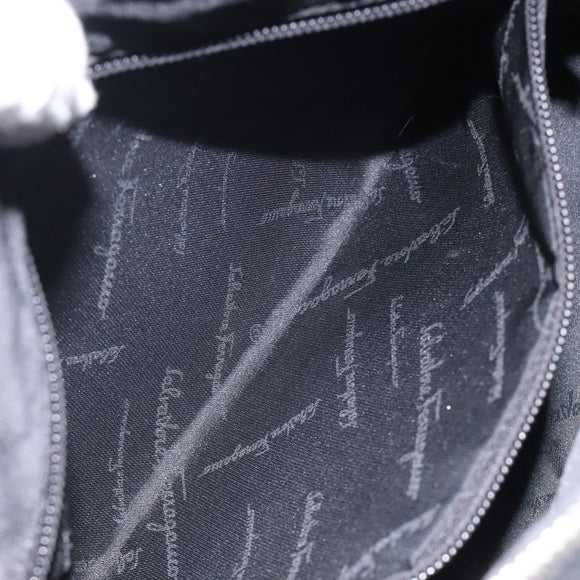 Salvatore Ferragamo Vala Shoulder Bag Nylon Black Silver Auth bs25066