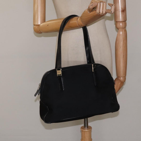 Salvatore Ferragamo Vala Shoulder Bag Nylon Black Silver Auth bs25066