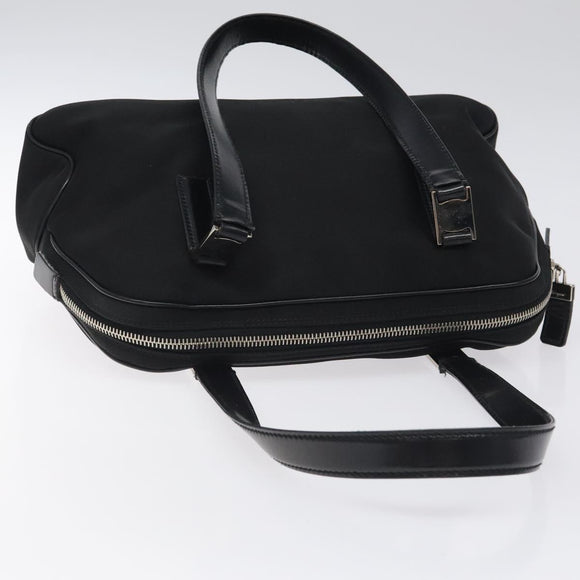 Salvatore Ferragamo Vala Shoulder Bag Nylon Black Silver Auth bs25066