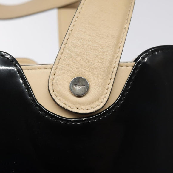 Salvatore Ferragamo Tote Bag Enamel Black Silver Auth bs25067
