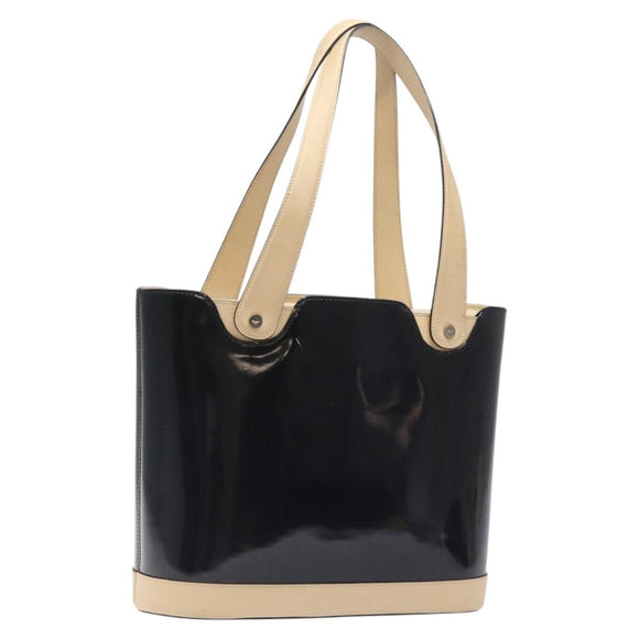 Salvatore Ferragamo Tote Bag Enamel Black Silver Auth bs25067