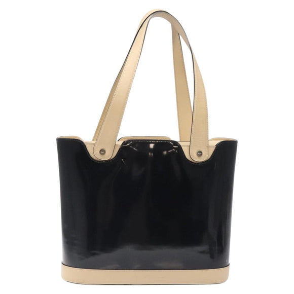 Salvatore Ferragamo Tote Bag Enamel Black Silver Auth bs25067