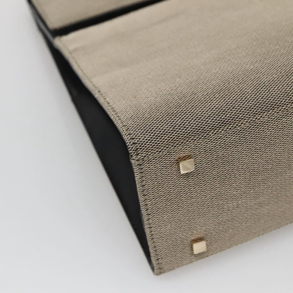 GUCCI Hand Bag Canvas Beige Gold Auth bs25071