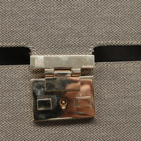 GUCCI Hand Bag Canvas Beige Gold Auth bs25071