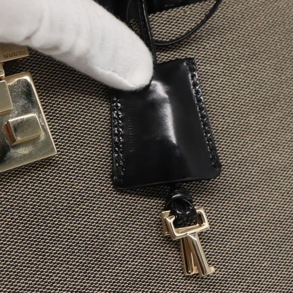 GUCCI Hand Bag Canvas Beige Gold Auth bs25071