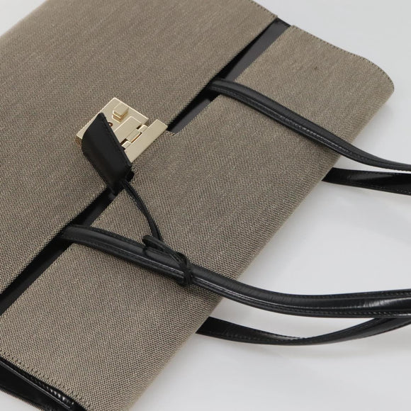 GUCCI Hand Bag Canvas Beige Gold Auth bs25071