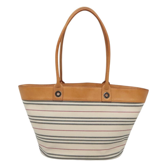 BURBERRY Shoulder Bag Canvas White Silver Auth bs25096