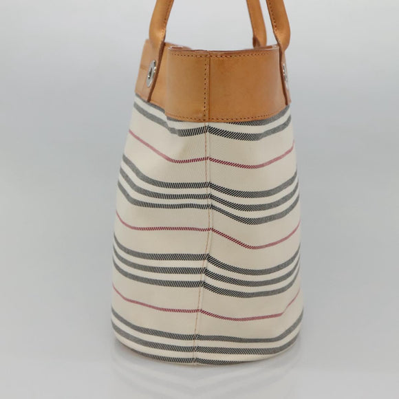 BURBERRY Shoulder Bag Canvas White Silver Auth bs25096