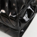 CHANEL V Stitch Shoulder Bag Enamel Black CC Auth bs25102-12