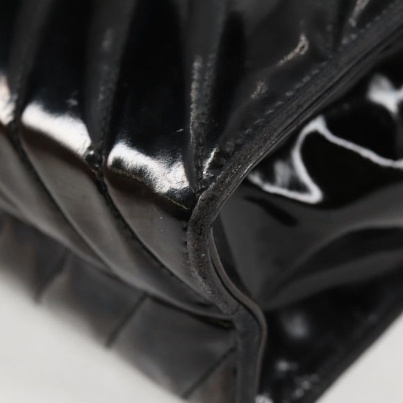 CHANEL V Stitch Shoulder Bag Enamel Black CC Auth bs25102