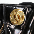 CHANEL V Stitch Shoulder Bag Enamel Black CC Auth bs25102-15