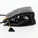 CHANEL V Stitch Shoulder Bag Enamel Black CC Auth bs25102-4