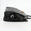 CHANEL V Stitch Shoulder Bag Enamel Black CC Auth bs25102-5