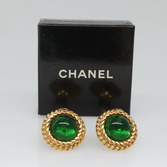 CHANEL Earring metal Gold CC Auth bs25107