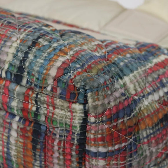 CHANEL Coco Cocoon PM Hand Bag Nylon White Multicolor Silver CC Auth bs25111