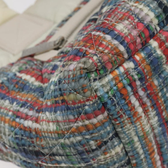 CHANEL Coco Cocoon PM Hand Bag Nylon White Multicolor Silver CC Auth bs25111