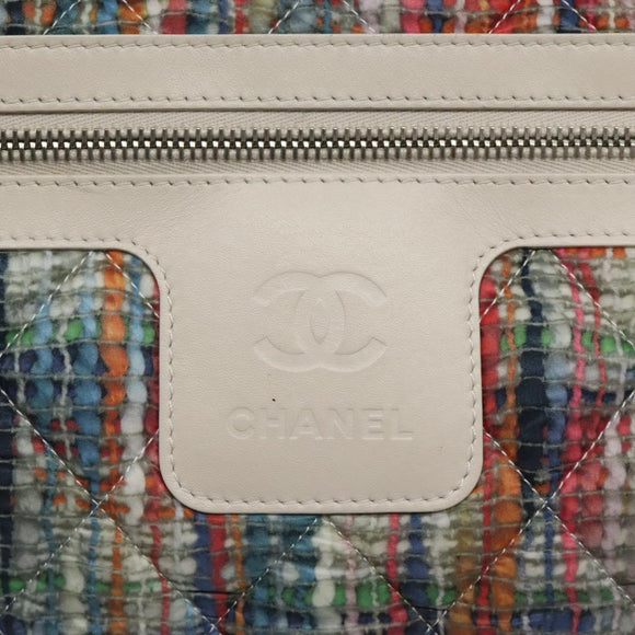 CHANEL Coco Cocoon PM Hand Bag Nylon White Multicolor Silver CC Auth bs25111