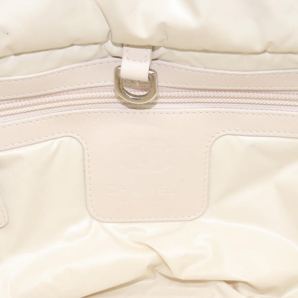 CHANEL Coco Cocoon PM Hand Bag Nylon White Multicolor Silver CC Auth bs25111