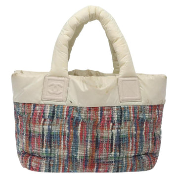 CHANEL Coco Cocoon PM Hand Bag Nylon White Multicolor Silver CC Auth bs25111 - 0