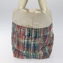 CHANEL Coco Cocoon PM Hand Bag Nylon White Multicolor Silver CC Auth bs25111-3