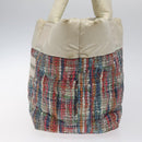 CHANEL Coco Cocoon PM Hand Bag Nylon White Multicolor Silver CC Auth bs25111-4