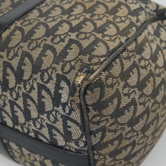 Christian Dior Trotter Canvas Boston Bag Navy Gold Auth bs25120