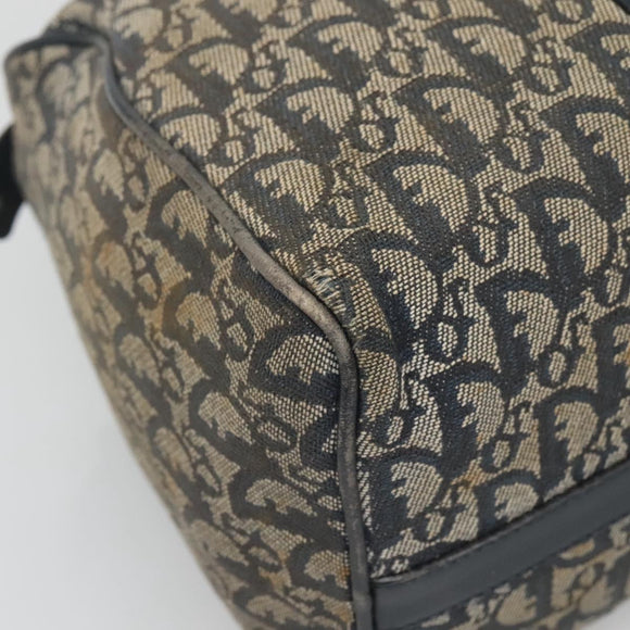 Christian Dior Trotter Canvas Boston Bag Navy Gold Auth bs25120