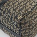 Christian Dior Trotter Canvas Boston Bag Navy Gold Auth bs25120-9