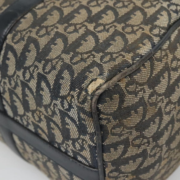 Christian Dior Trotter Canvas Boston Bag Navy Gold Auth bs25120