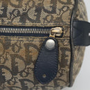 Christian Dior Trotter Canvas Boston Bag Navy Gold Auth bs25120-10