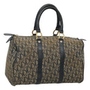 Christian Dior Trotter Canvas Boston Bag Navy Gold Auth bs25120-1