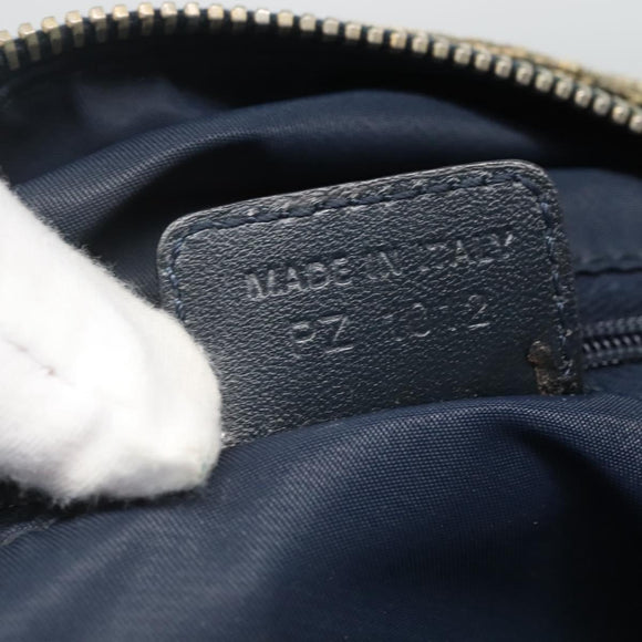 Christian Dior Trotter Canvas Boston Bag Navy Gold Auth bs25120