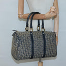 Christian Dior Trotter Canvas Boston Bag Navy Gold Auth bs25120-21