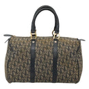 Christian Dior Trotter Canvas Boston Bag Navy Gold Auth bs25120-13