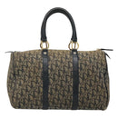 Christian Dior Trotter Canvas Boston Bag Navy Gold Auth bs25120-2