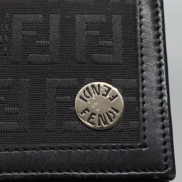 FENDI Zucchino Canvas Long Wallet Black Auth bs25132