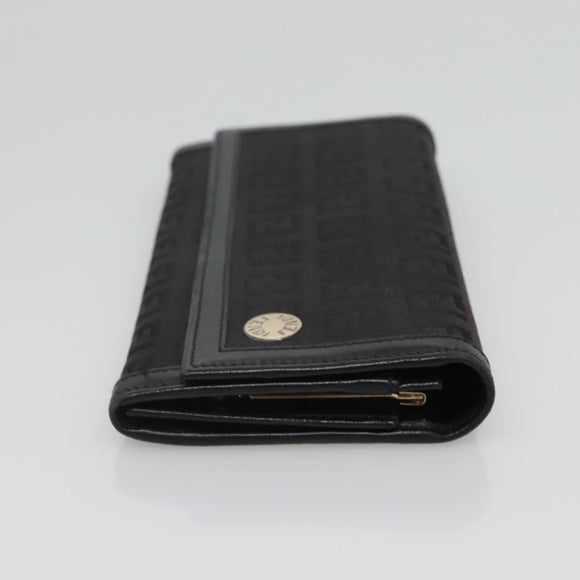 FENDI Zucchino Canvas Long Wallet Black Auth bs25132