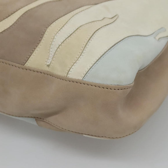 BOTTEGA VENETA Shoulder Bag Leather Beige Silver Auth bs25133