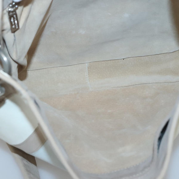 BOTTEGA VENETA Shoulder Bag Leather Beige Silver Auth bs25133