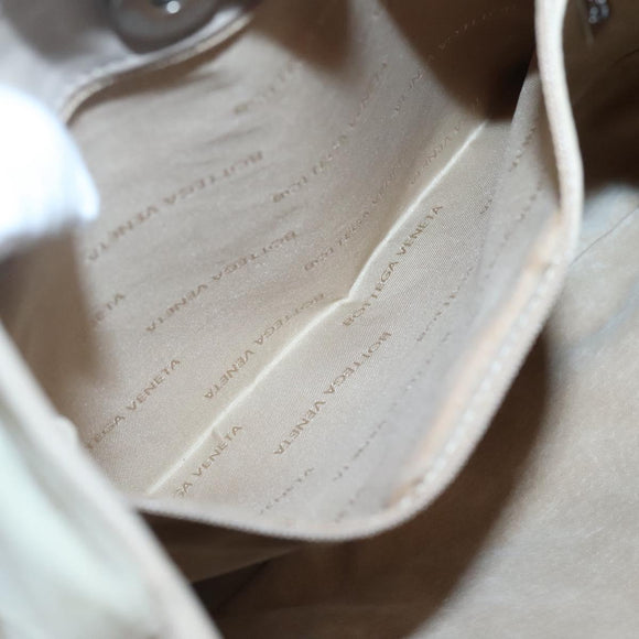 BOTTEGA VENETA Shoulder Bag Leather Beige Silver Auth bs25133