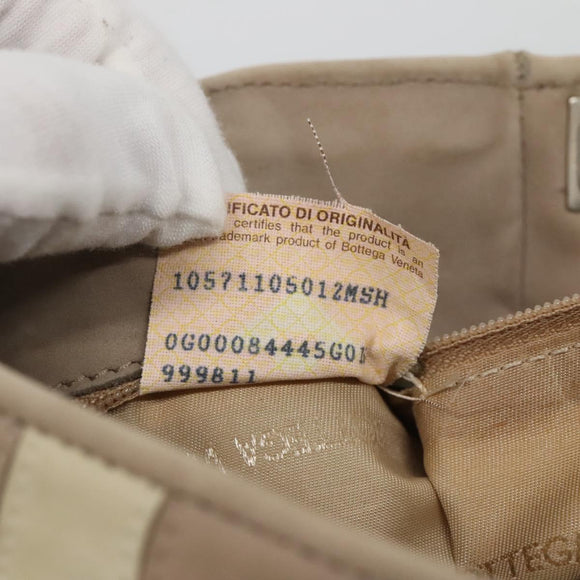BOTTEGA VENETA Shoulder Bag Leather Beige Silver Auth bs25133