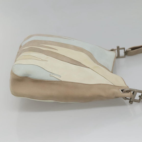 BOTTEGA VENETA Shoulder Bag Leather Beige Silver Auth bs25133