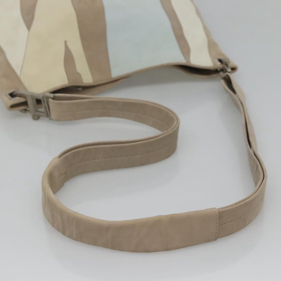 BOTTEGA VENETA Shoulder Bag Leather Beige Silver Auth bs25133