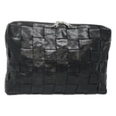 BOTTEGA VENETA Maxi INTRECCIATO Clutch Bag Leather Black Silver Auth bs25134-1