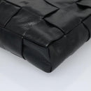 BOTTEGA VENETA Maxi INTRECCIATO Clutch Bag Leather Black Silver Auth bs25134-15