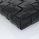 BOTTEGA VENETA Maxi INTRECCIATO Clutch Bag Leather Black Silver Auth bs25134-16