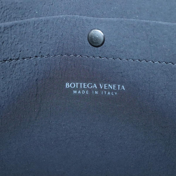 BOTTEGA VENETA Maxi INTRECCIATO Clutch Bag Leather Black Silver Auth bs25134