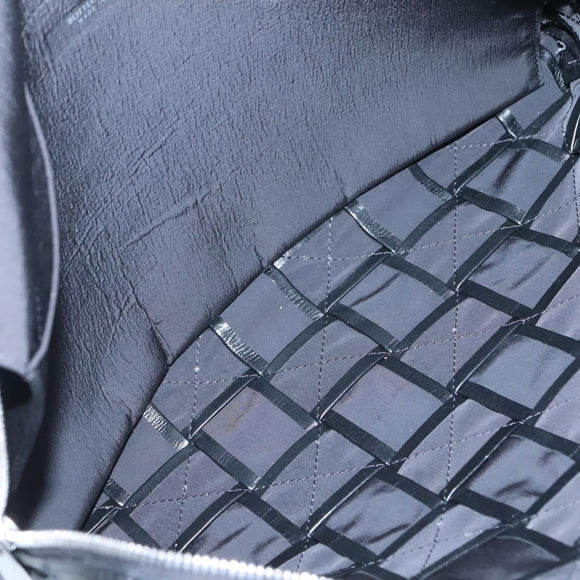 BOTTEGA VENETA Maxi INTRECCIATO Clutch Bag Leather Black Silver Auth bs25134